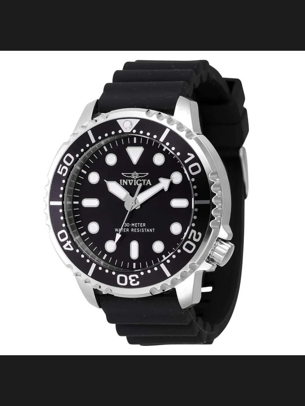 Invicta Men’s Black and Silver Dive Watch with Silicone Band 48mm